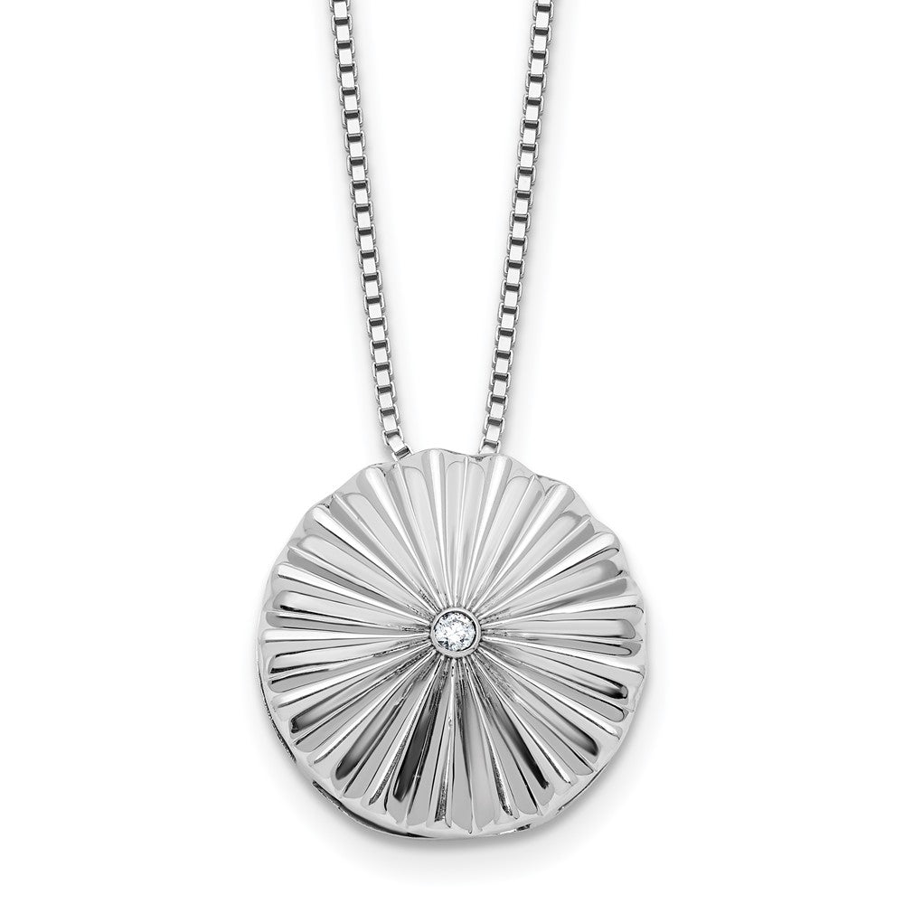 White Ice Sterling Silver Rhodium-plated Fanned Circle with a Diamond 18 inch Necklace plus 2 inch Extender