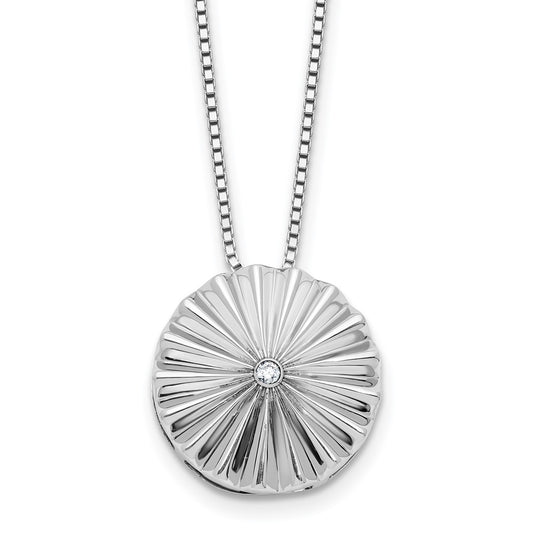 White Ice Sterling Silver Rhodium-plated Fanned Circle with a Diamond 18 inch Necklace plus 2 inch Extender