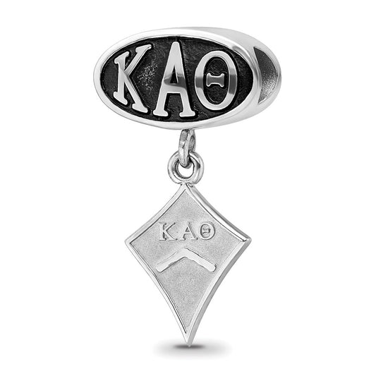 Sterling Silver LogoArt Kappa Alpha Theta Sorority Greek Letters Enameled Oval with Kite Dangle Bead