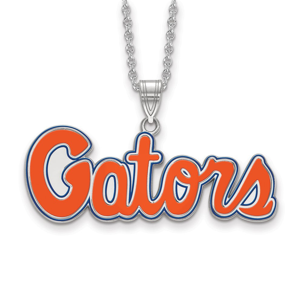 Sterling S. Rh-p LogoArt University of Florida Medium Enamel Necklace