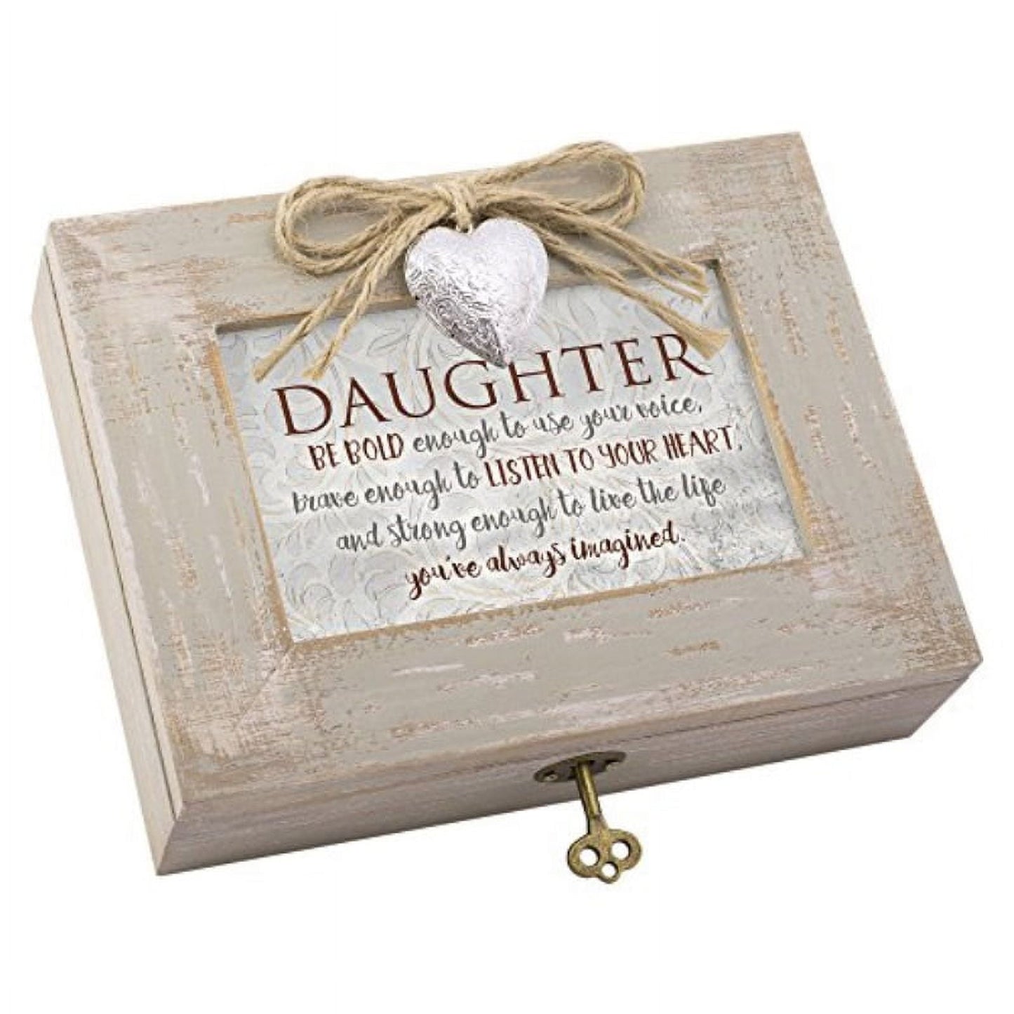 Daughter Live Life Imagined Distressed Wood Locket Jewelry Music Box Plays Tune You Light Up My Life