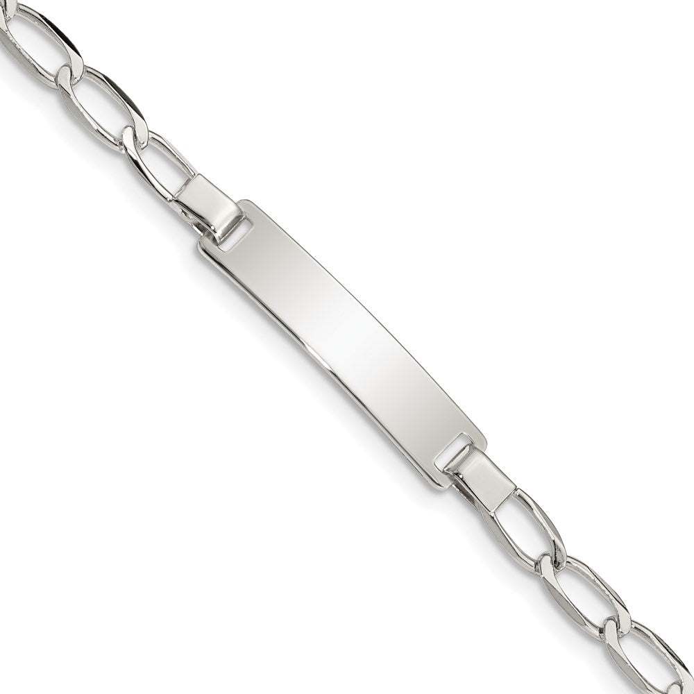 Sterling Silver Polished Engraveable Childrens ID Bracelet 5.5 inches