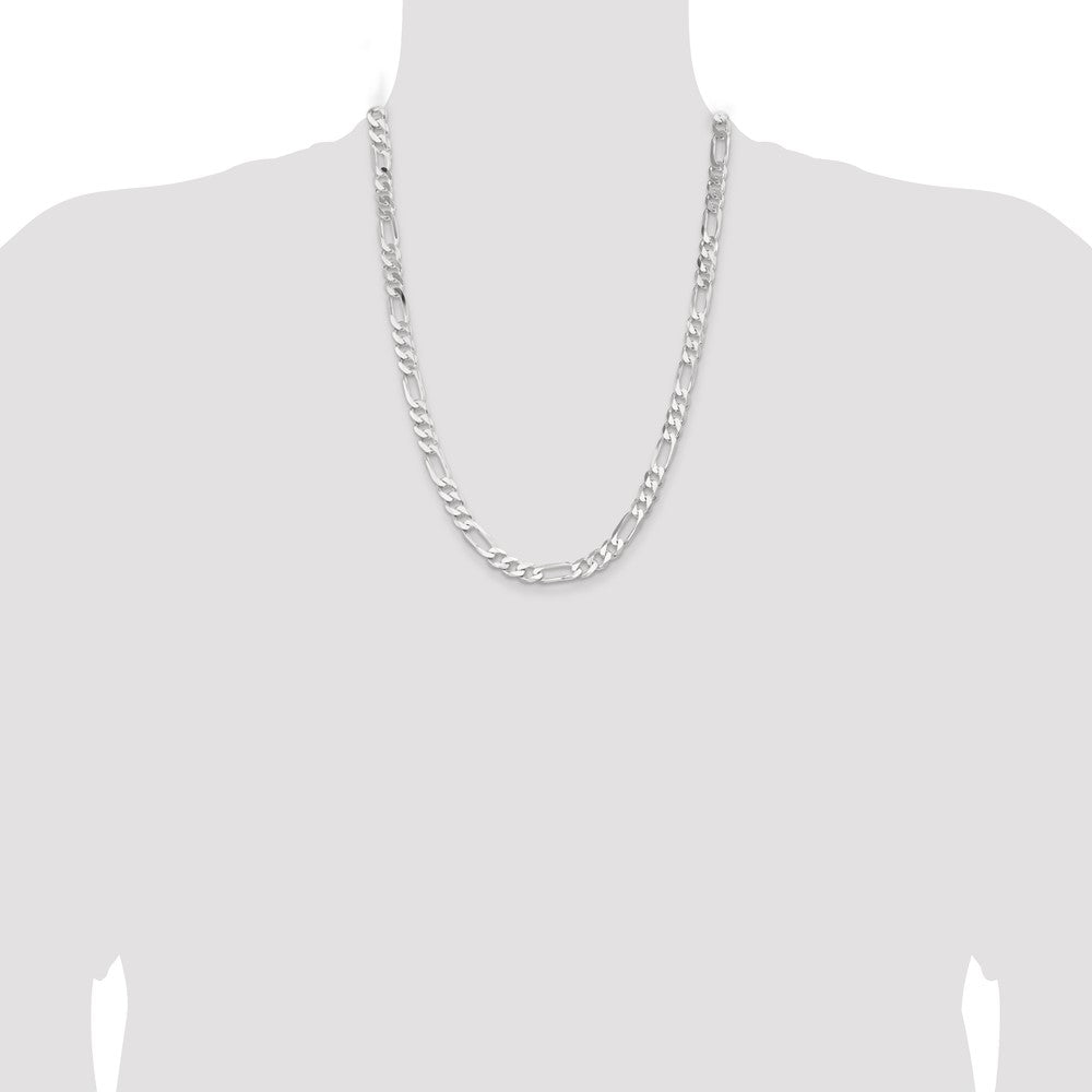 Sterling Silver 7.5mm Figaro Chain 24 Inches
