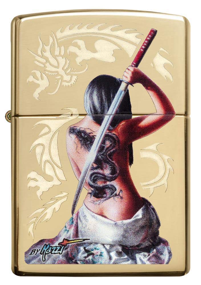 Zippo Mazzi Dragon Girl High Polish Brass Pocket Lighter