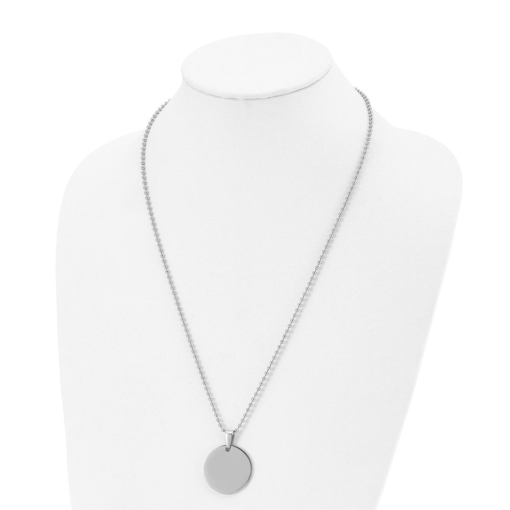 Stainless Steel Brushed & Polished Round 2mm Dog Tag 24in Necklace