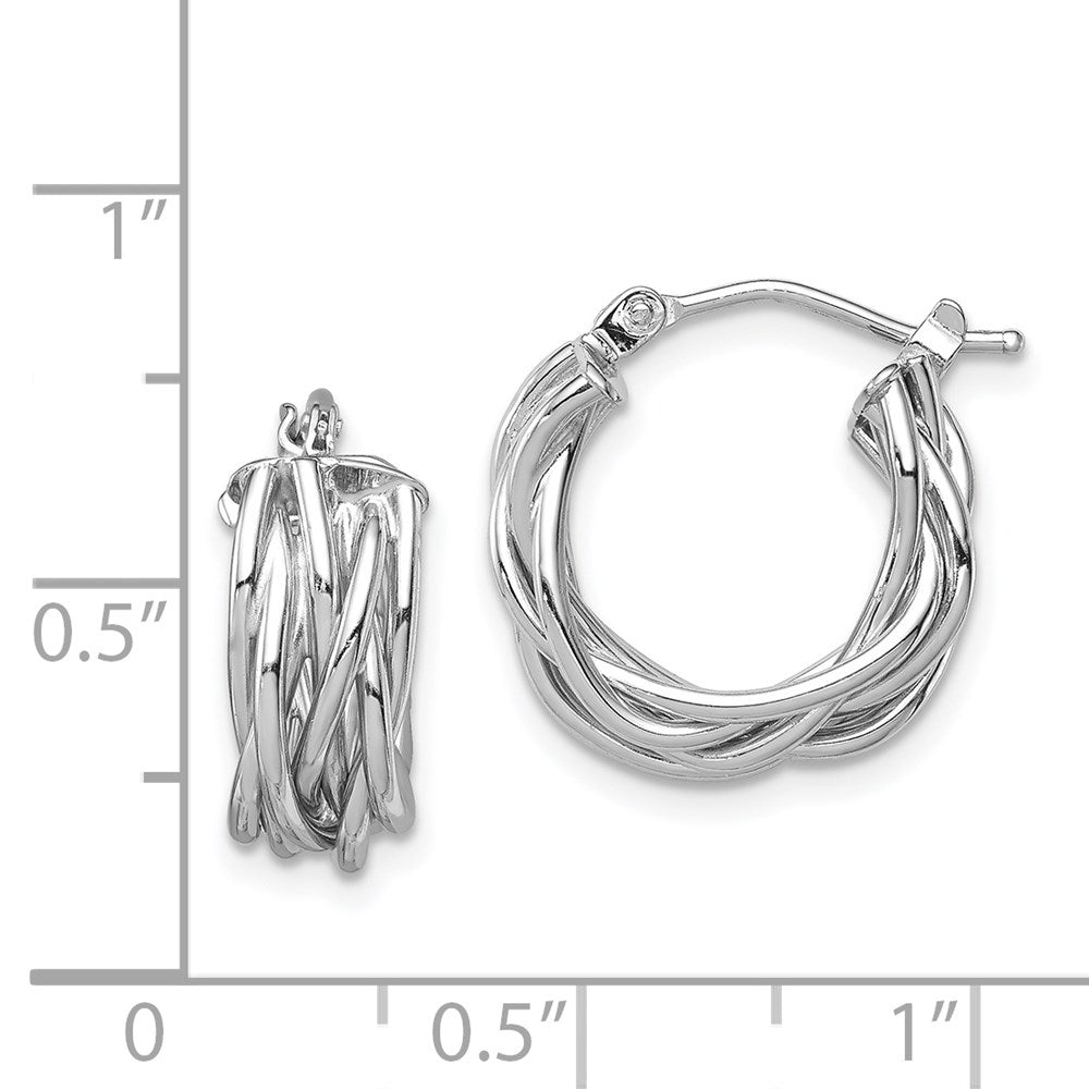14k White Polished Braided Hoop Earrings