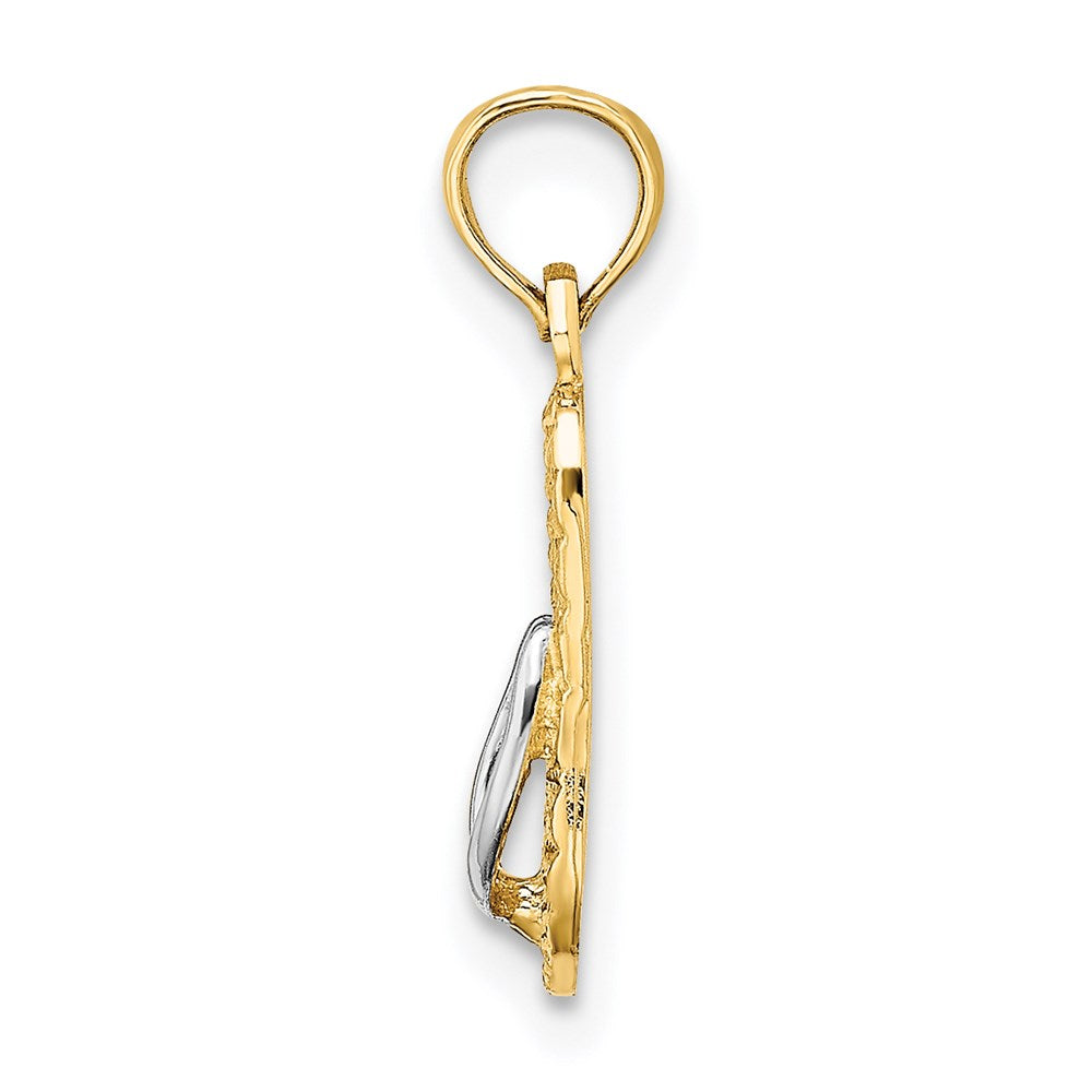 14k with White Rhodium 3D HAWAII Single Flip-Flop Charm