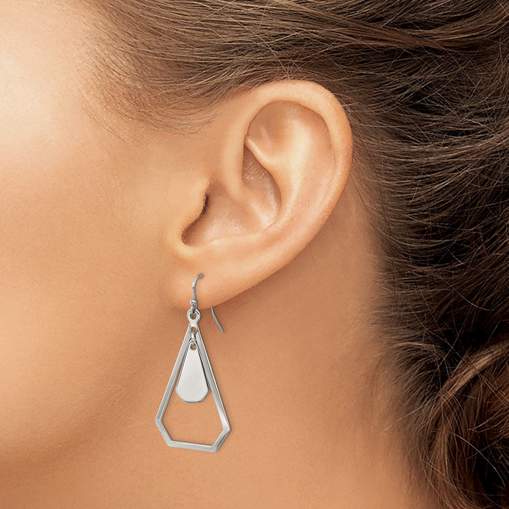 Stainless Steel Polished Dangle Shepherd Hook Earrings