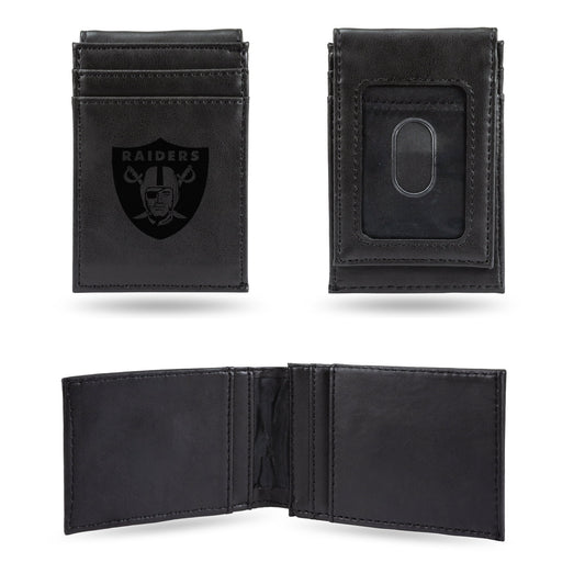 Raiders Laser Engraved Black Front Pocket Wallet