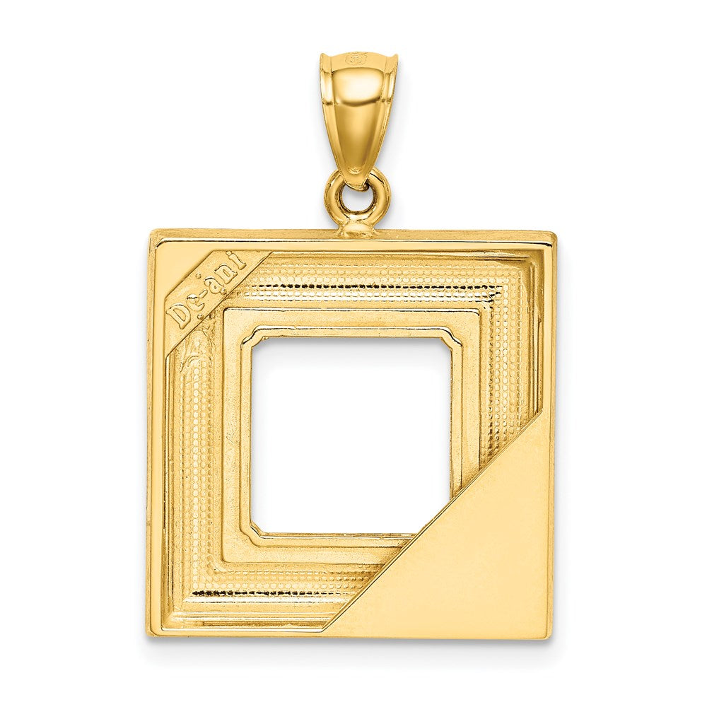 14K w/ Enamel Navy Floral Picture Frame Charm