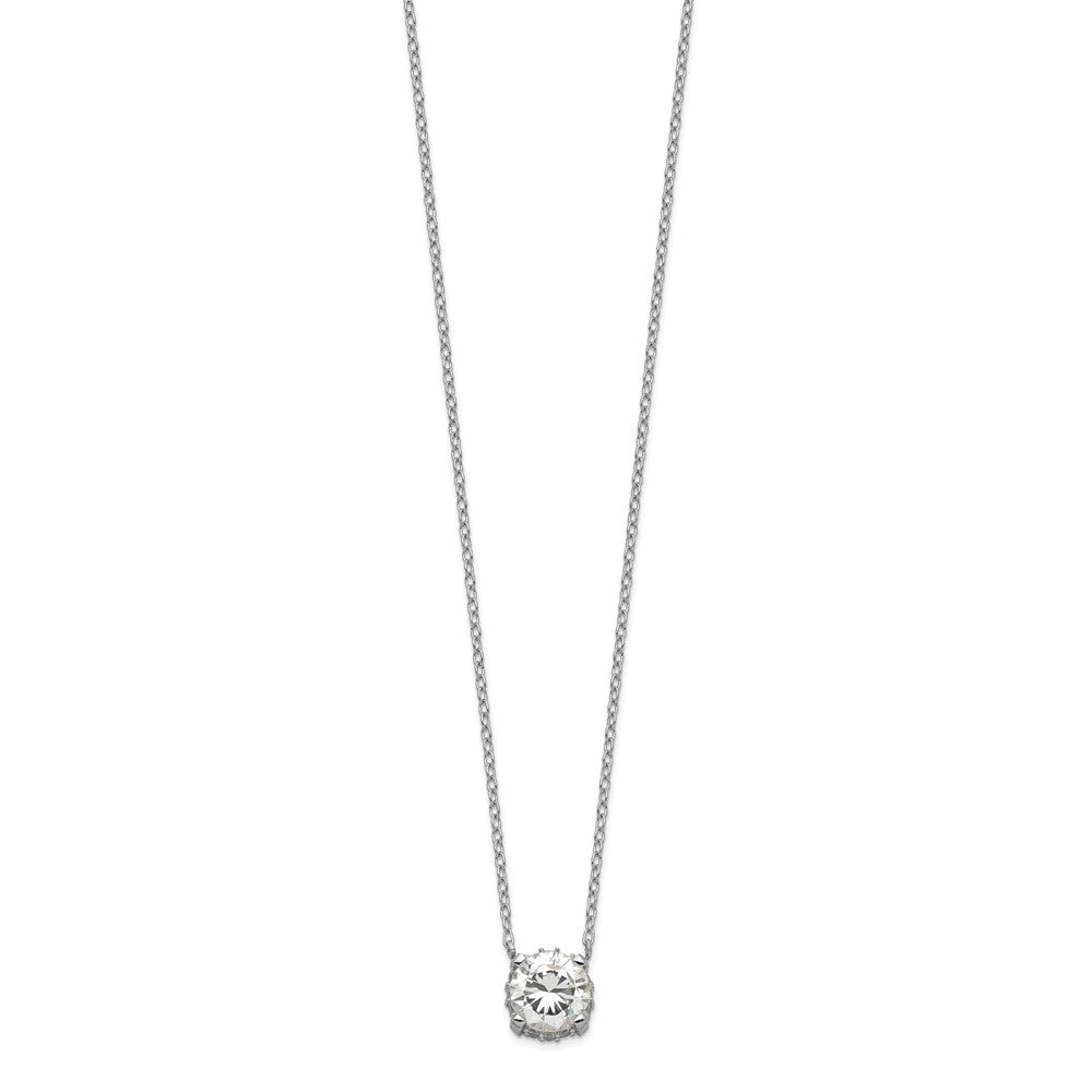 Sterling Silver Rhodium-plated 7mm CZ Necklace 18 Inches