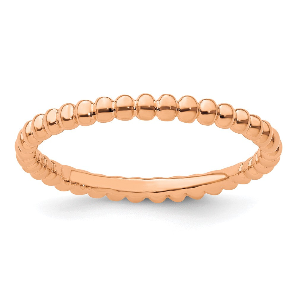 Sterling Silver Stackable Expressions Pink-plated Beaded Ring Size -8