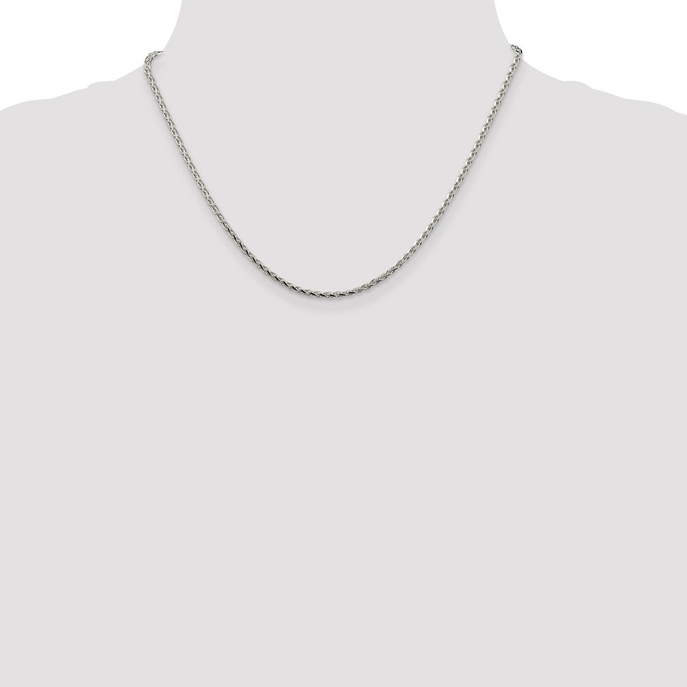 Sterling Silver 2.15mm Diamond-cut Round Spiga Chain 18 Inches