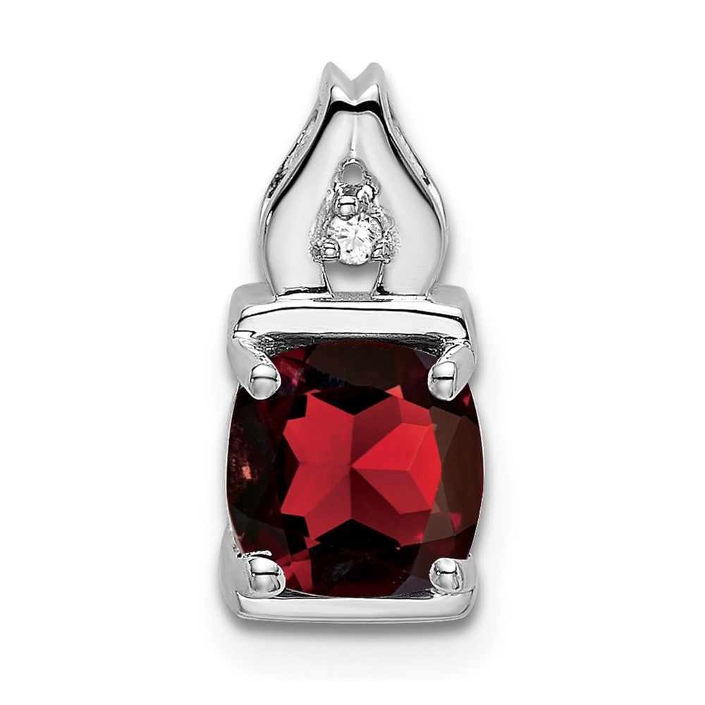 14k White Gold Garnet and Diamond Pendant