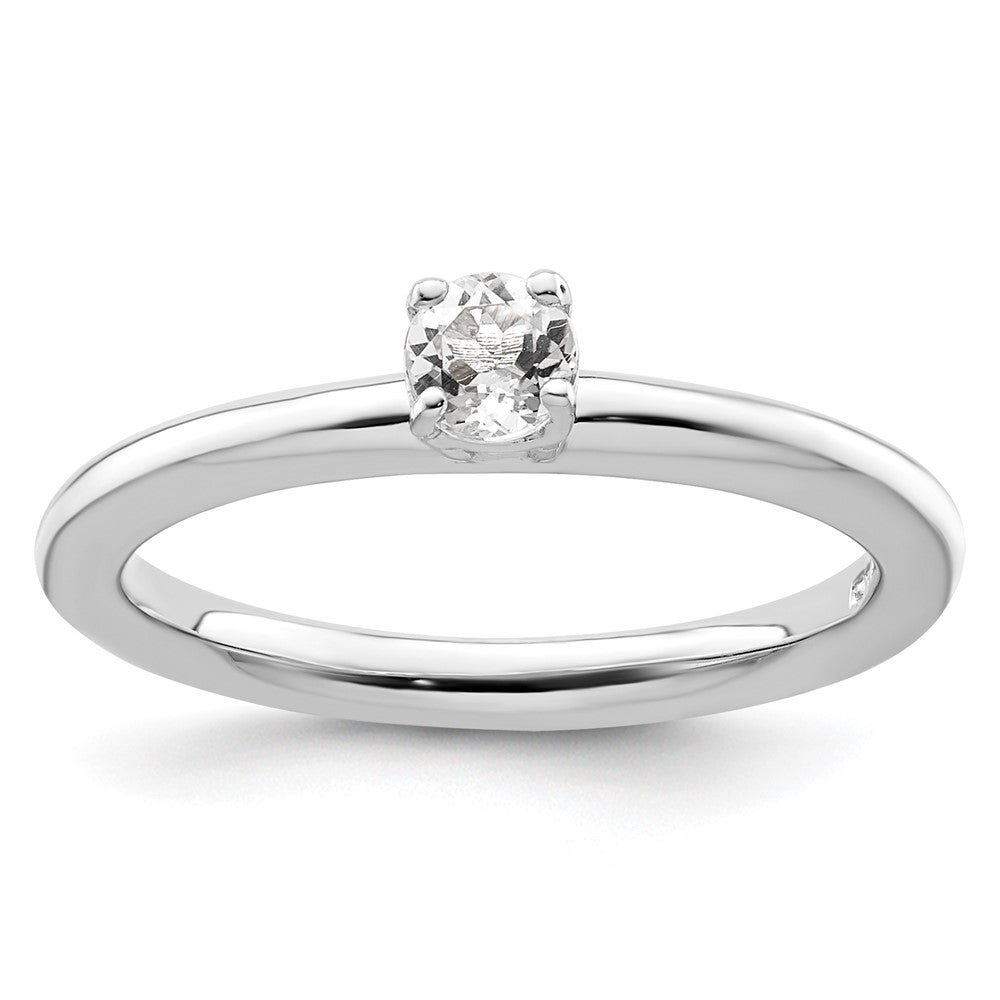 Sterling Silver Stackable Expressions Rhodium White Topaz Ring