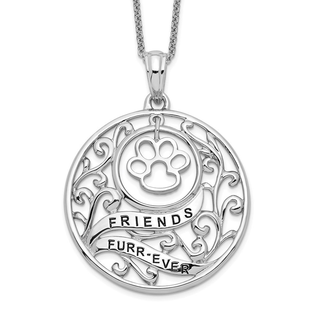 Sentimental Expressions Sterling Silver Rhodium-plated Antiqued Animal Friends-Dog 18in Necklace 18 Inches