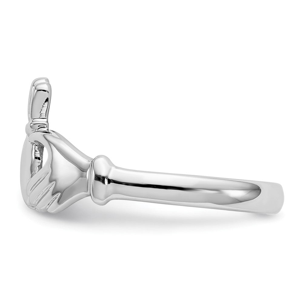 14k White Gold Polished Claddagh Ring Size 6.5