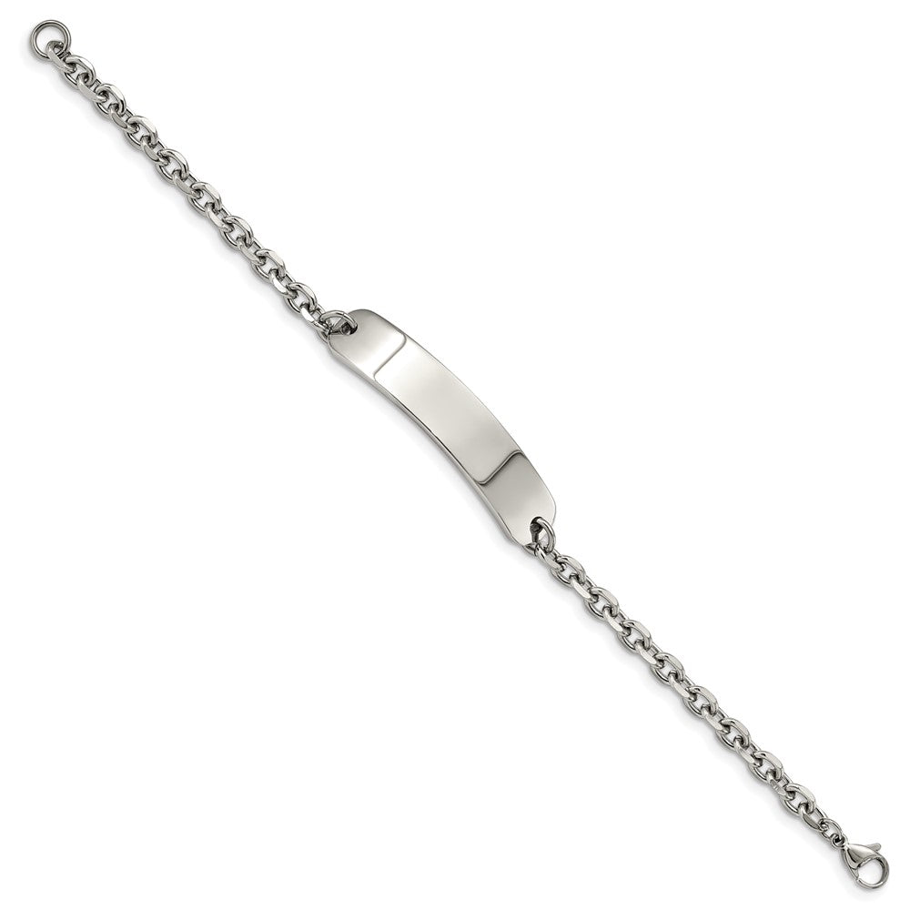 Stainless Steel Polished Cable Chain 8in ID Bracelet 8 inches