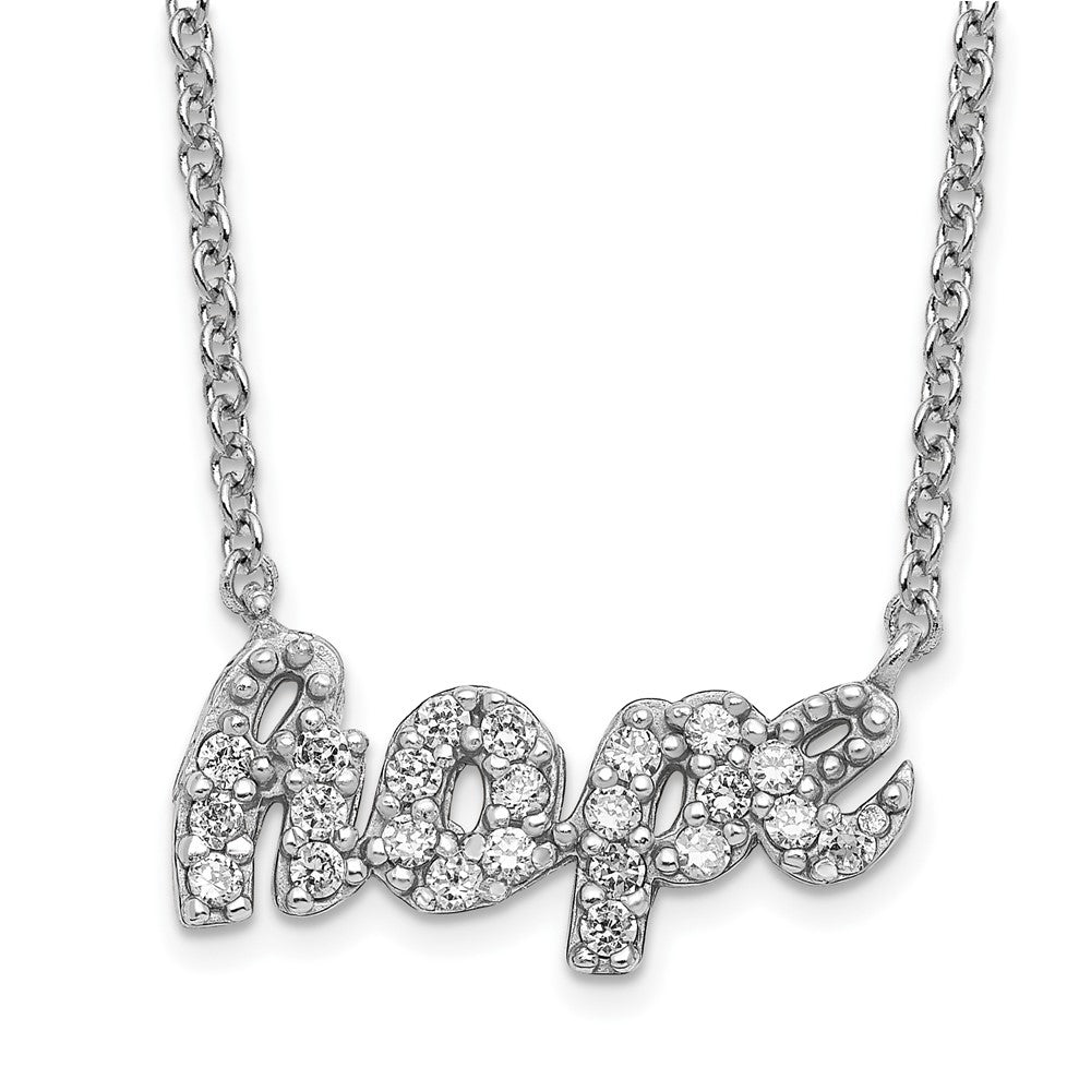 Sterling Silver Rhodium-plated CZ Hope Necklace