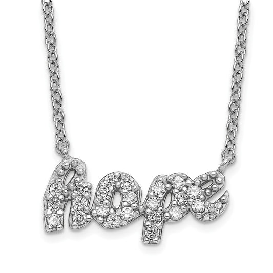 Sterling Silver Rhodium-plated CZ Hope Necklace