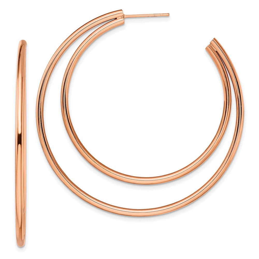 Stainless Steel Polished Rose IP-plated Post Hoop Earrings