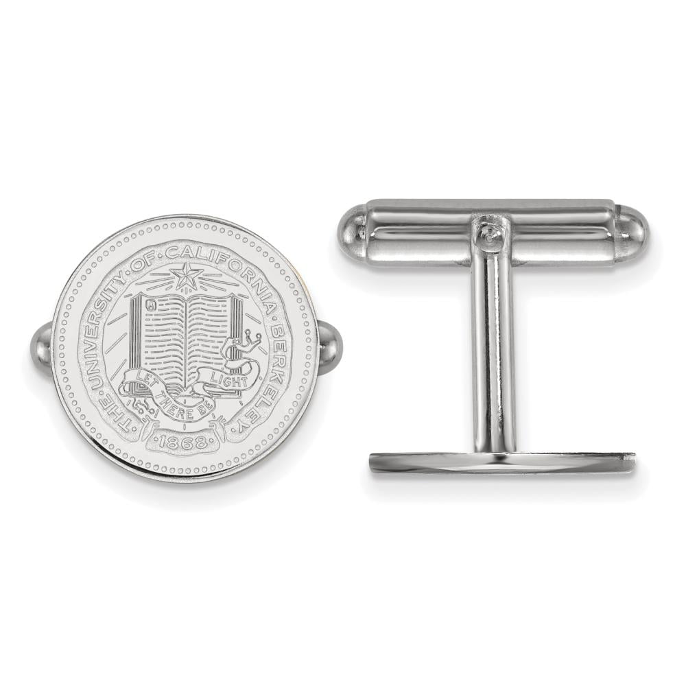Sterling Silver Rhodium-plated LogoArt University of California Berkeley Crest Cuff Links Q-SS041UCB