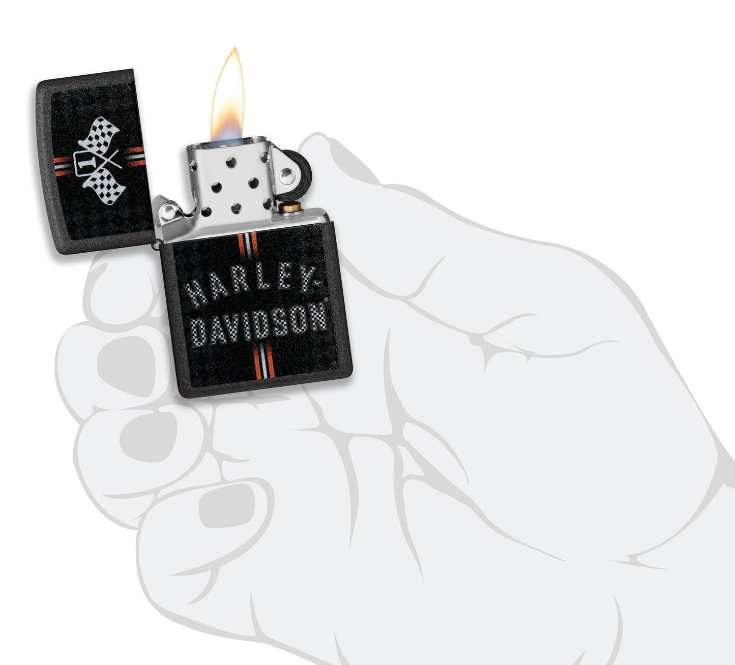 Zippo 48558 Harley Davidson Flags Design Windproof Pocket Lighter
