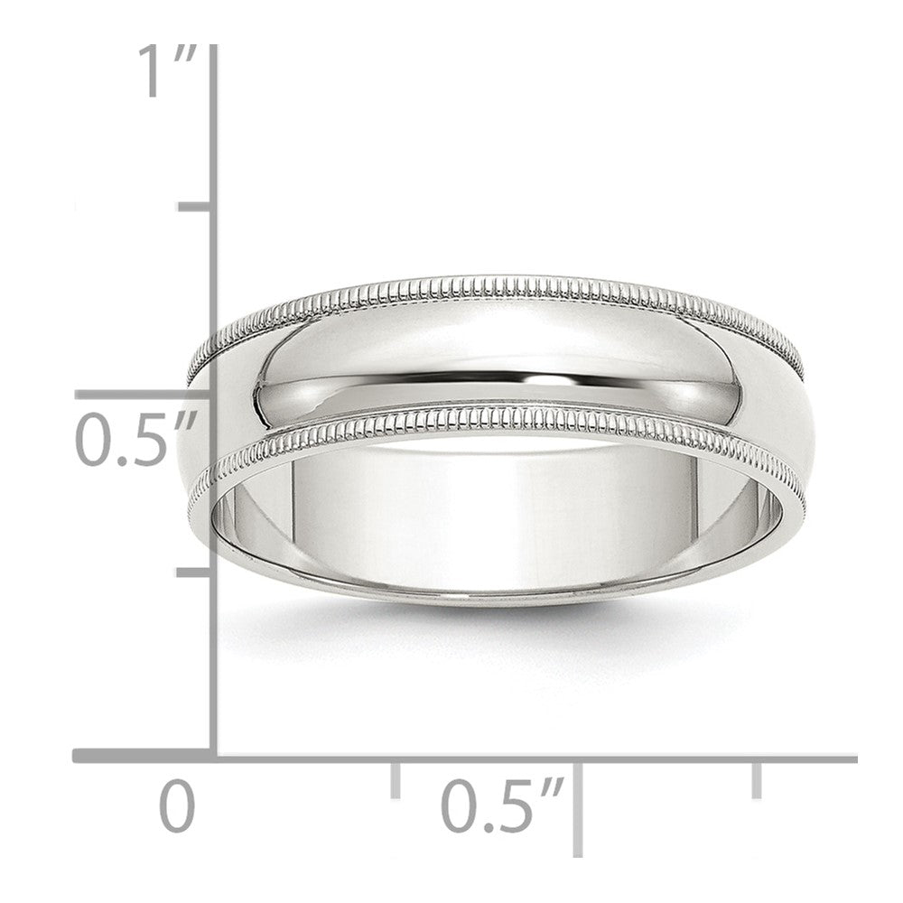 Sterling Silver 6mm Half Round Milgrain Size 8 Band