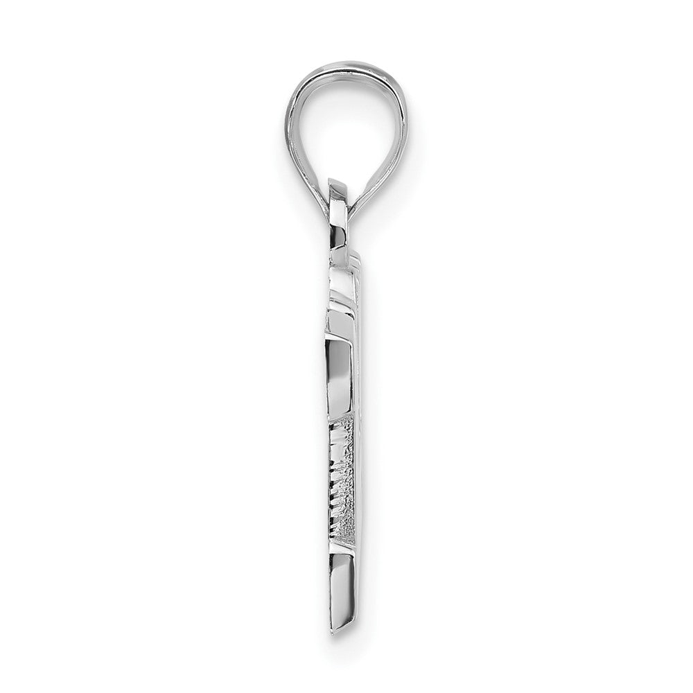 Sterling Silver Polished & Textured I Heart My Police Dad Pendant