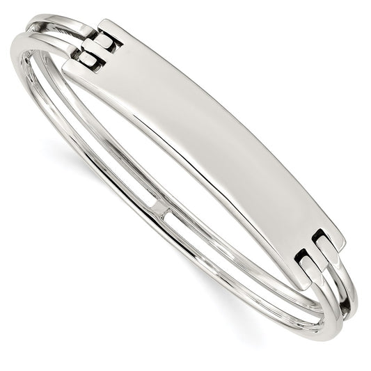 Sterling Silver ID Hinged Bangle 7 inches