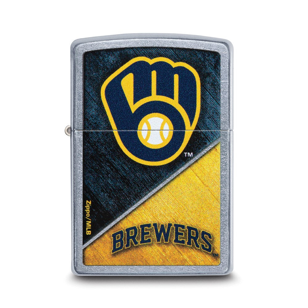 Zippo Street Chrome Milwaukee Brewers Color Image MLB Lighter