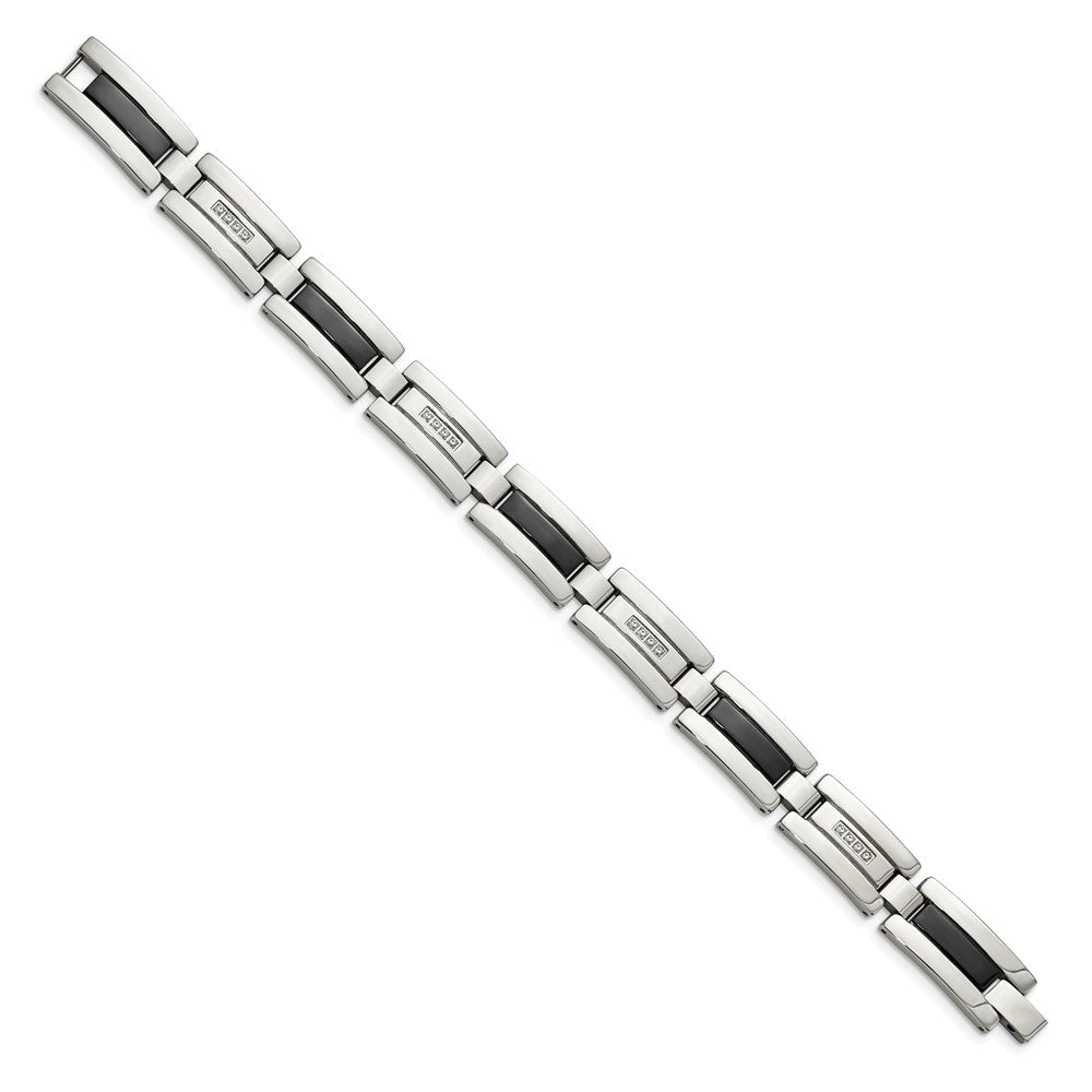 Stainless Steel Polished Black IP-plated 1/4ct tw. Diamond 8.5in Bracelet 8.5 inches