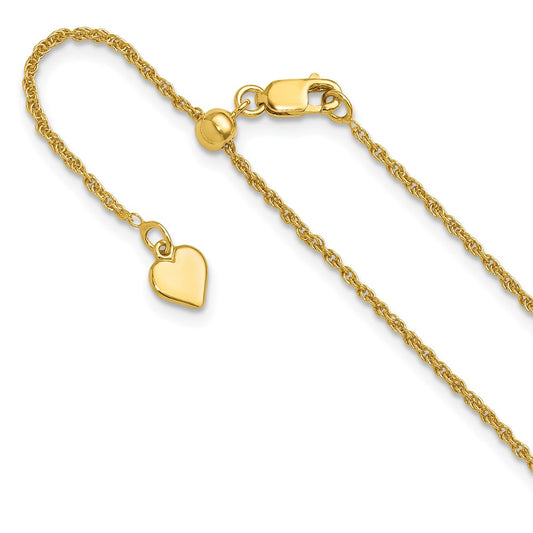 Sterling Silver Gold-plated Adjustable 1.35mm Loose Rope Chain