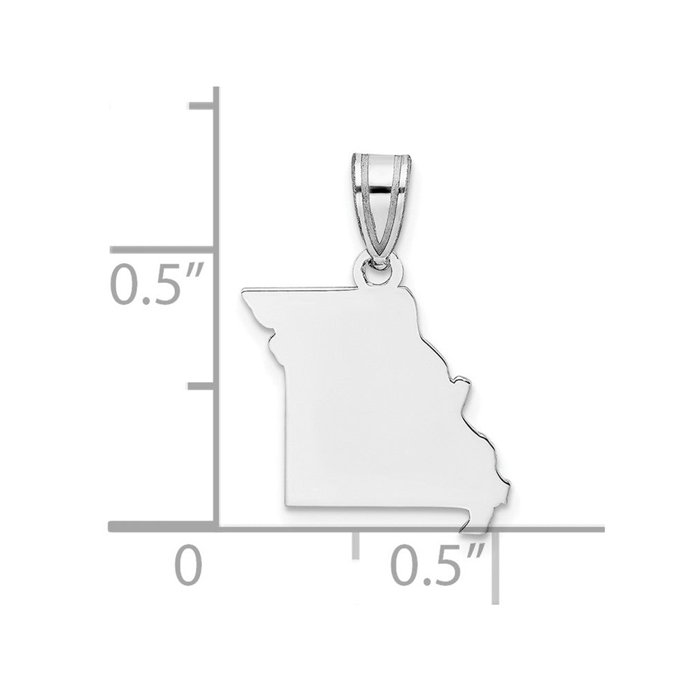 Sterling Silver/Rhodium-plated Missouri State Pendant