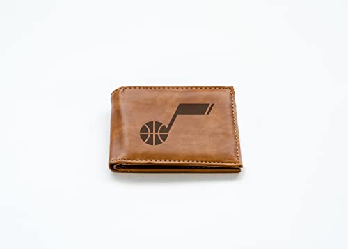 Utah NBA Jazz Laser Engraved Brown Billfold Wallet