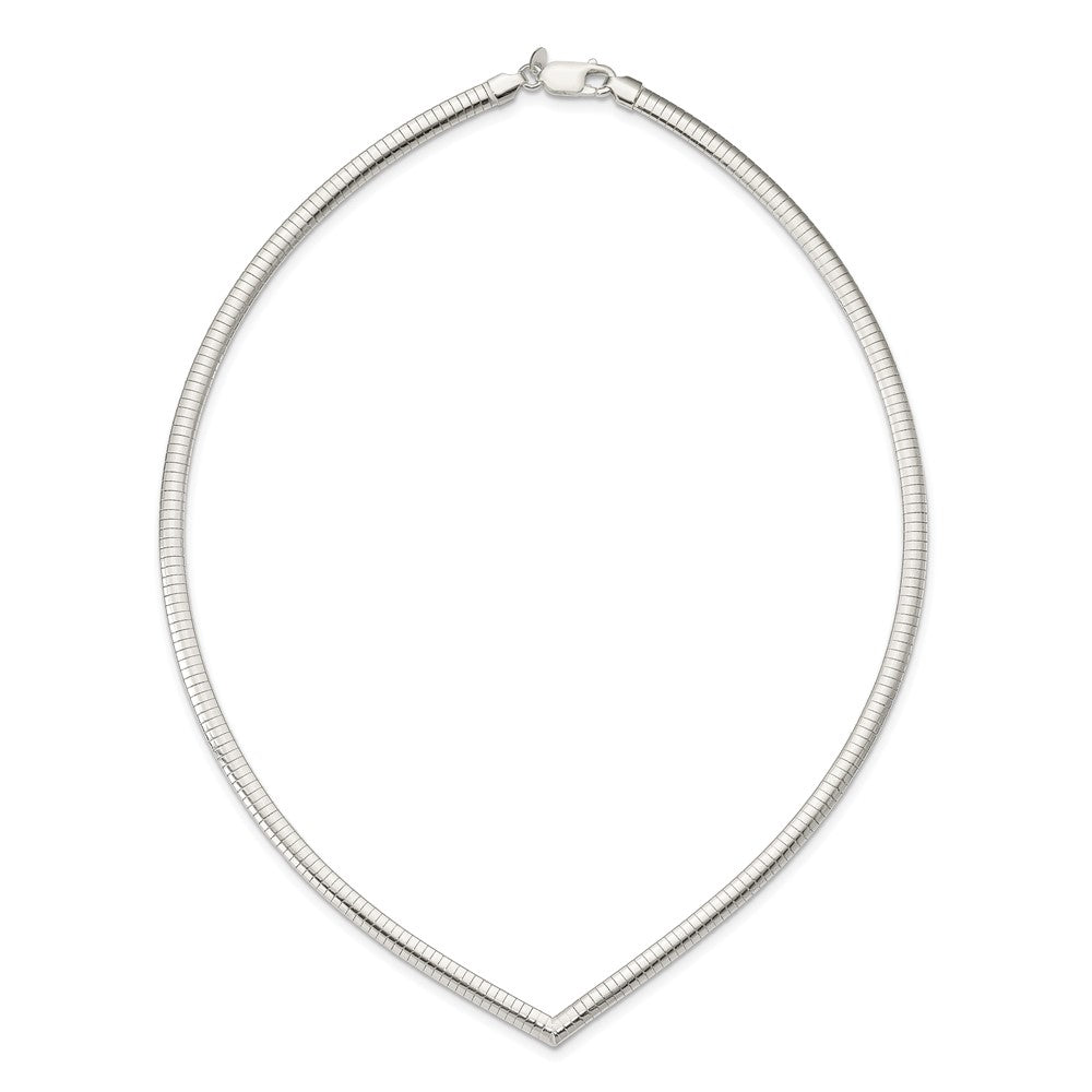 Sterling Silver 4mm Cubetto V-shaped Necklace 17 Inches