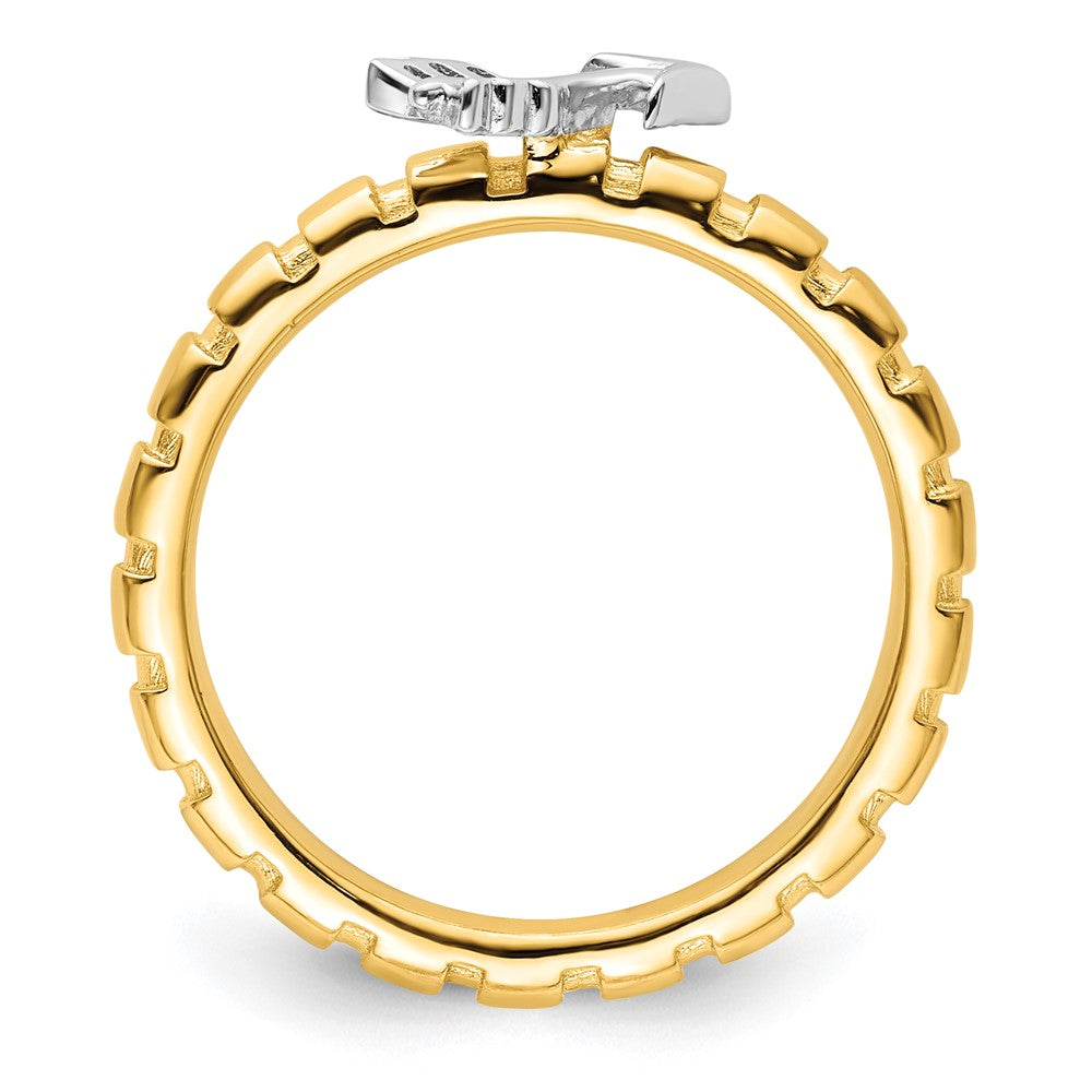 Sterling Silver Stackable Expressions Gold & Rhod-plate Arrow Ring