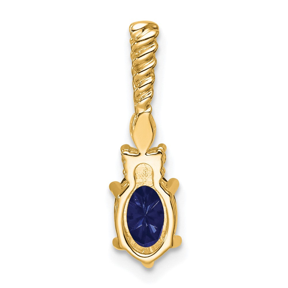 14K Polish Diamond and Lab Created Sapphire Twisted Chain Slide