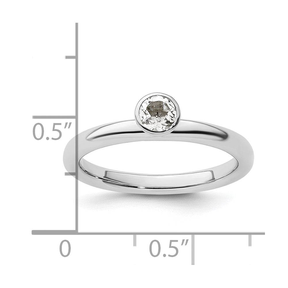 Sterling Silver Stackable Expressions High 4mm Round White Topaz Ring Size -7