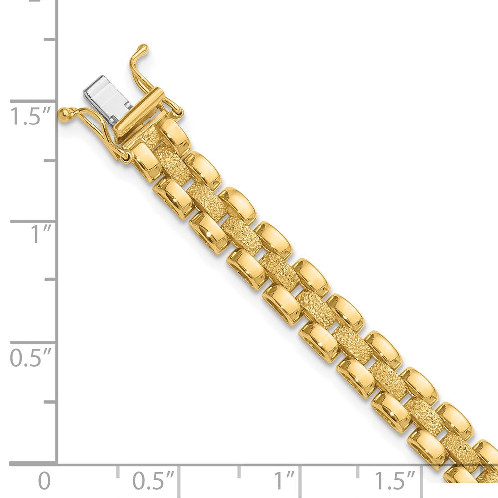 14K Polished and Textured Fancy Link Bracelet 7.5  inches