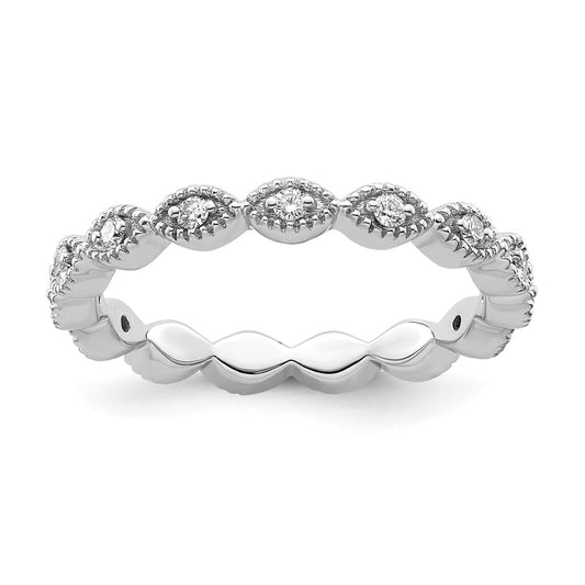 Sterling Silver Stackable Expressions Diamond Ring Size -9