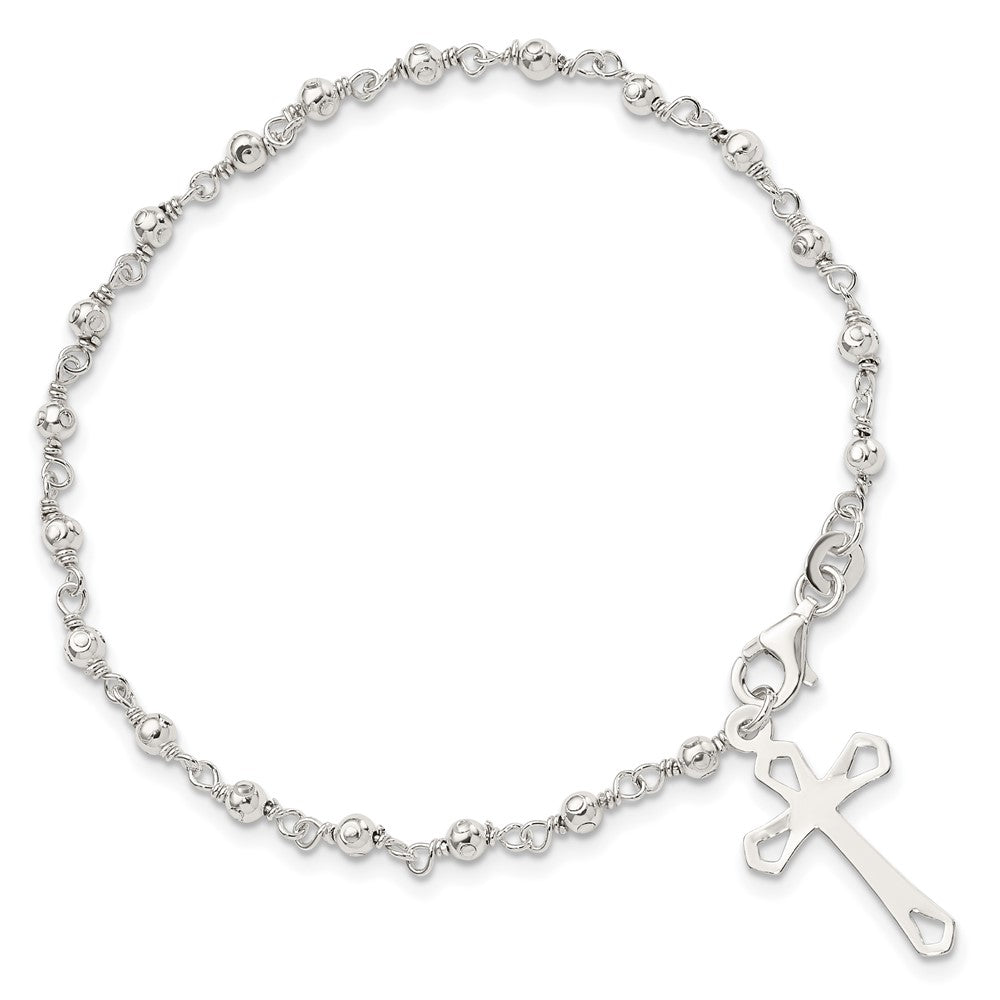 Sterling Silver Polished Bead Rosary 7.5 inch Bracelet 7.5 inches