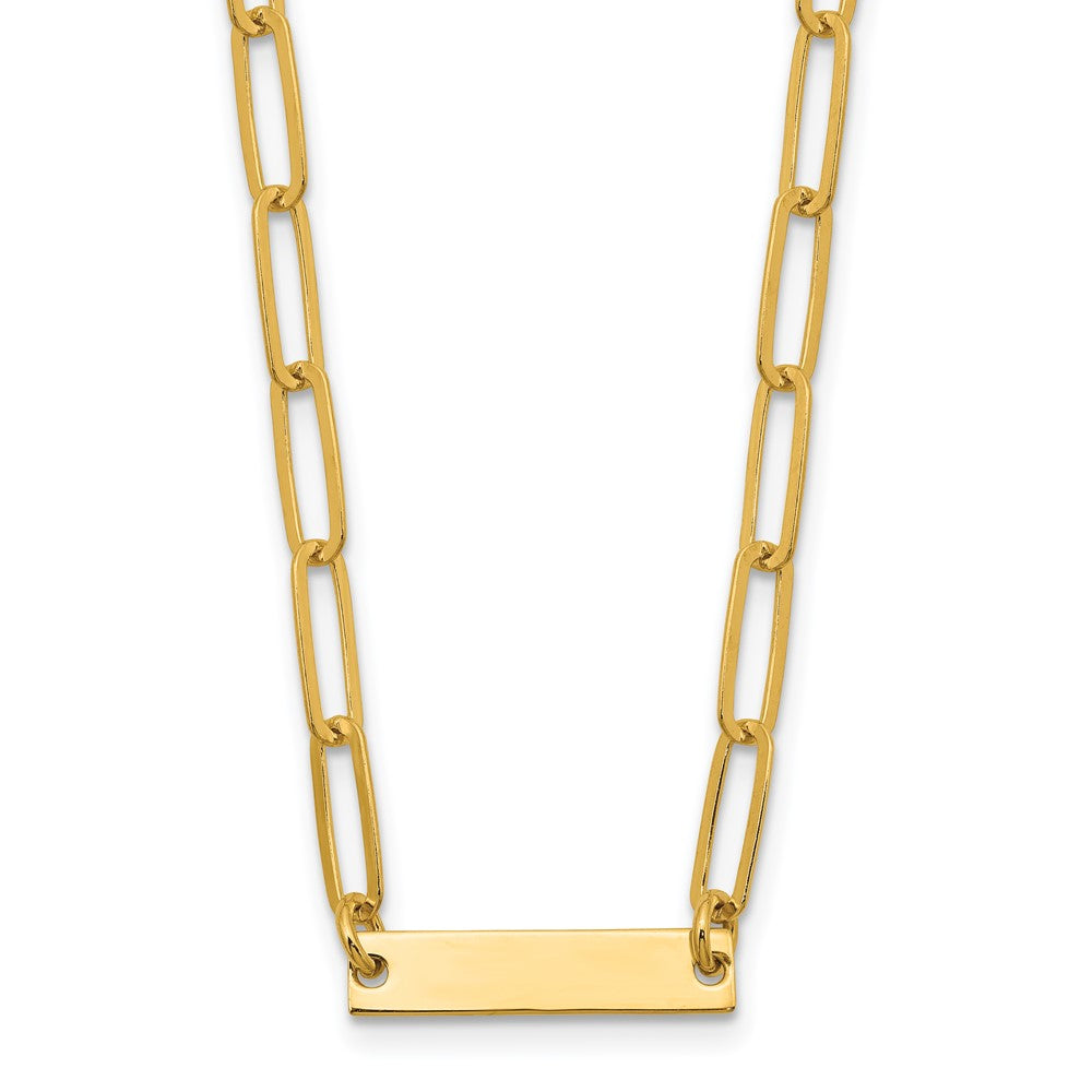 Sterling Silver Gold-plated Polished Bar Necklace w/ 2in ext. Necklace 17 Inches