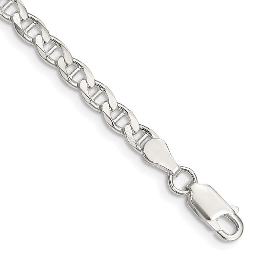 Sterling Silver 4.0mm D/C Flat Anchor Curb Chain 8 inches