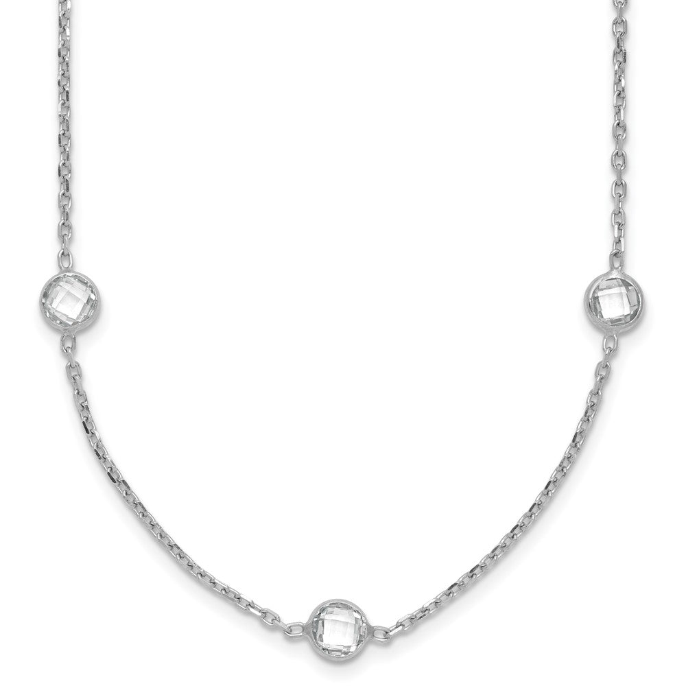 Sterling Silver Rhodium-plated 9-Station CZ Polished Necklace 18 Inches