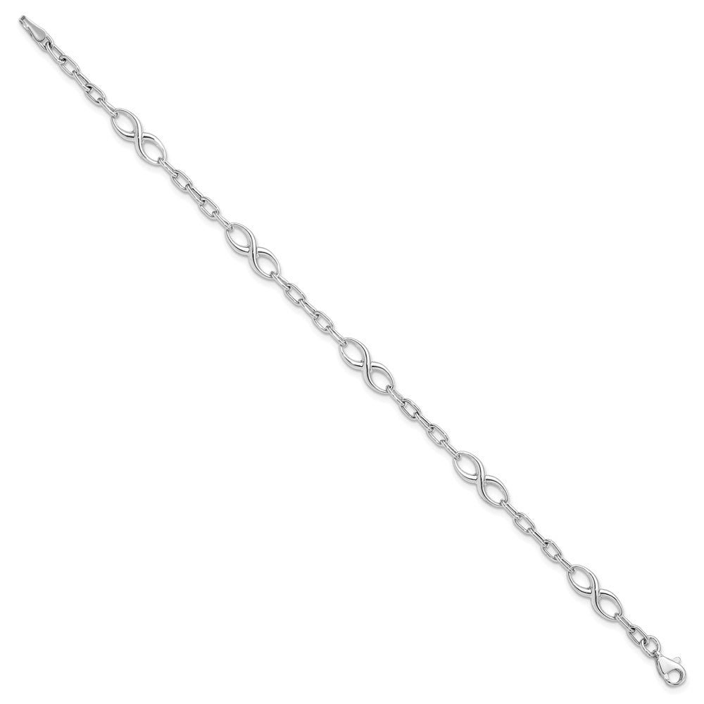 10K White Gold Polished Link Bracelet 7.5  inches