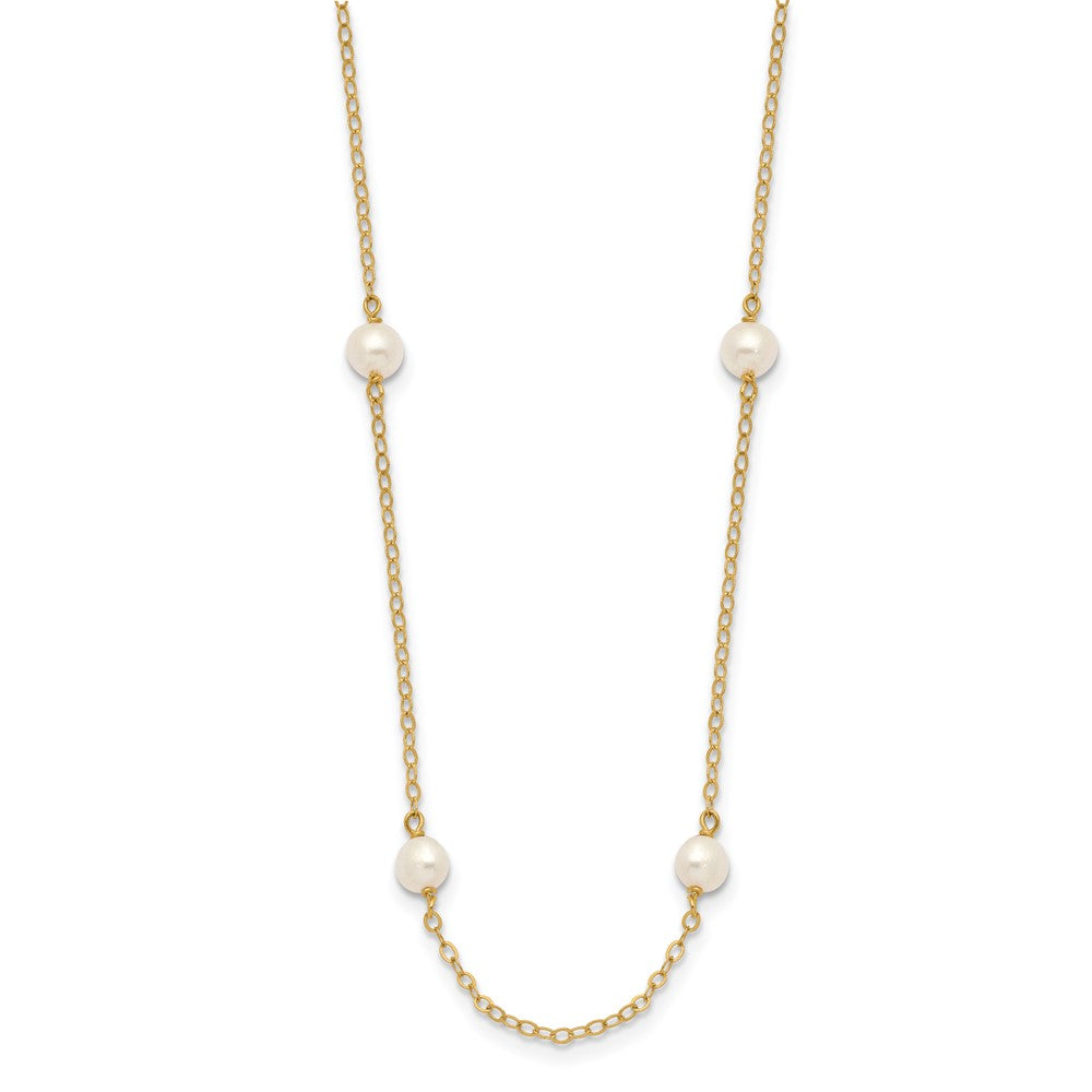 14K 4-5mm White Near Round Freshwater Cultured Pearl 8-station 18 inch Necklace
