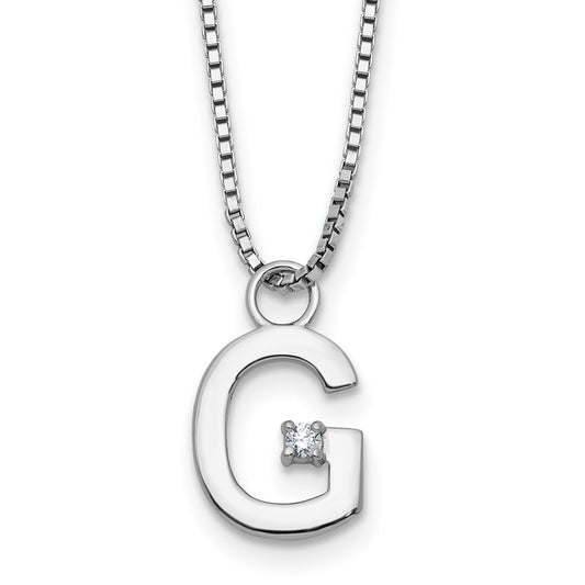 White Ice Sterling Silver Rhodium-plated 18 inch Diamond Letter G Initial Necklace plus 2 inch Extender 18 Inches