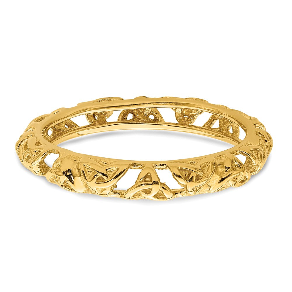 Sterling Silver Stackable Expressions Yellow-plated Celtic Knot Ring Size -6