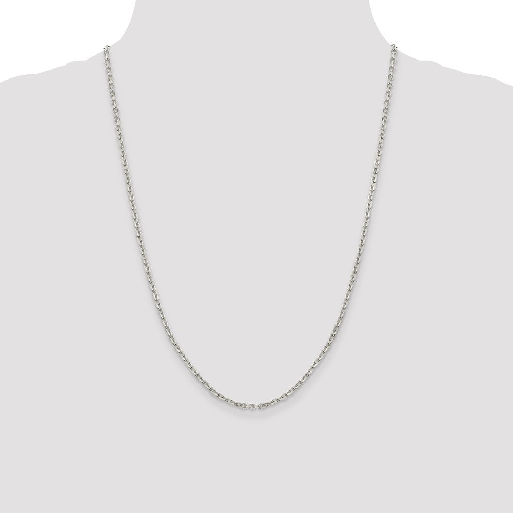 Sterling Silver 2.75mm Flat Link Cable Chain 24 Inches